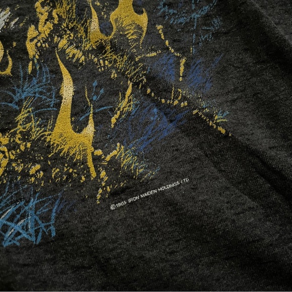 RARE Vintage 1985 Iron Maiden Live After Death Band Tour Shirt Distressed medium - Picture 4 of 9